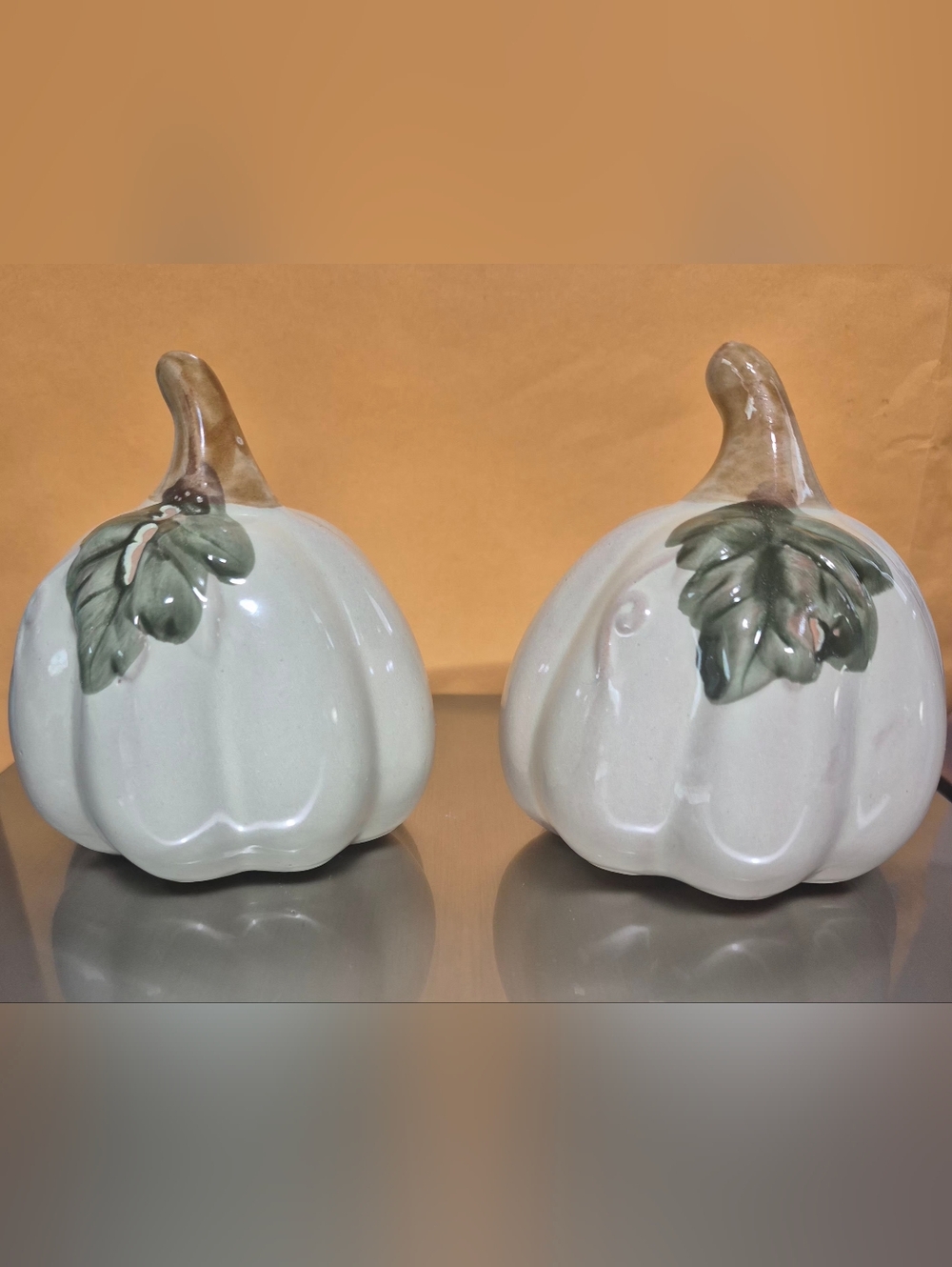 White Ceramic Fall Pumpmins
